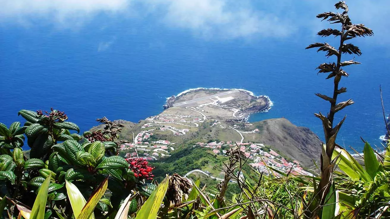 La piste d&#039;atterrissage sur Saba