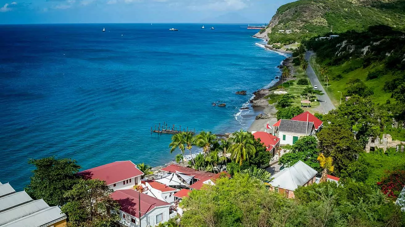 Vista de la isla y la naturaleza de San Eustaquio