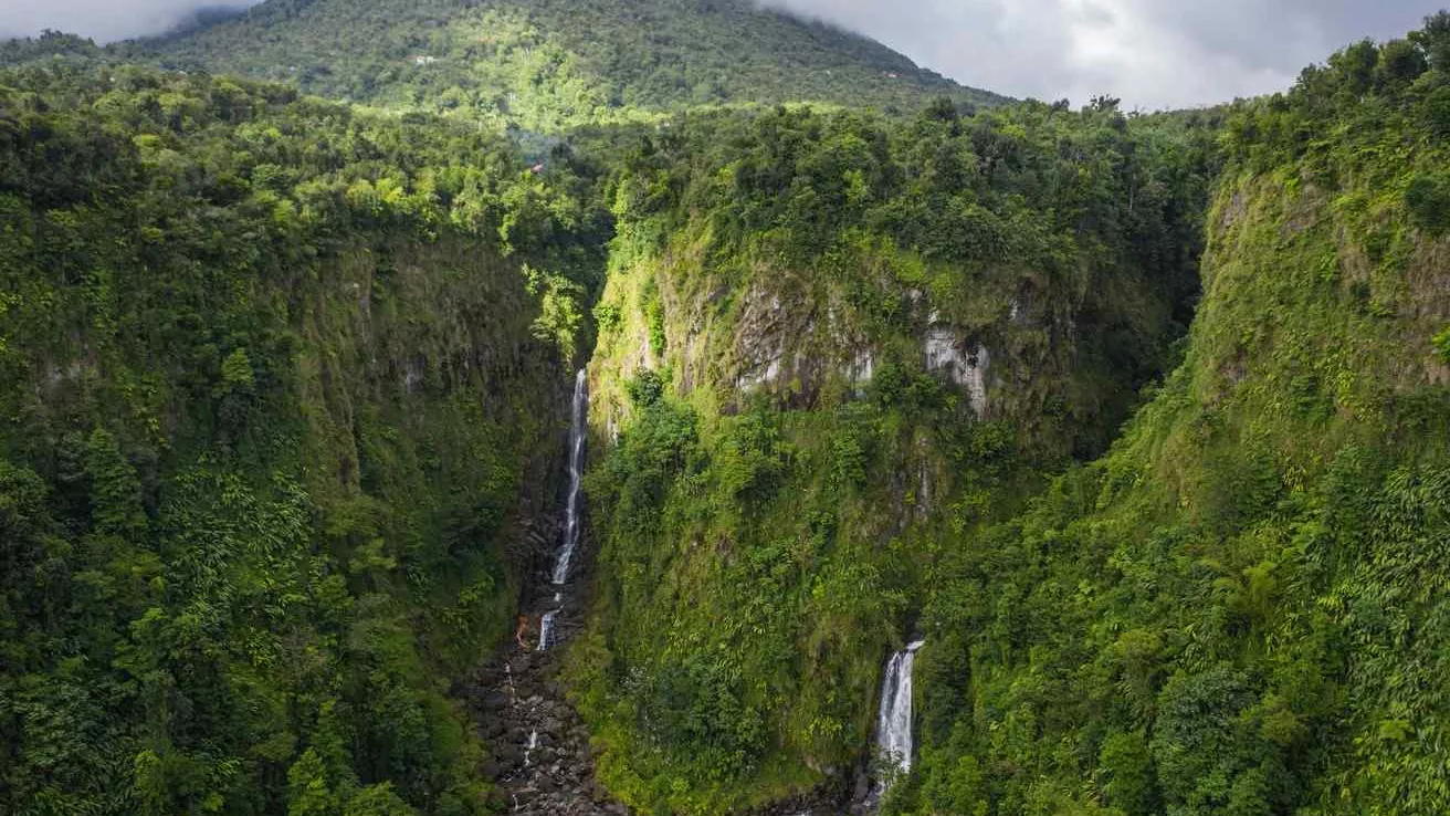 Trafalgar Falls sur l&#039;île de la Dominique