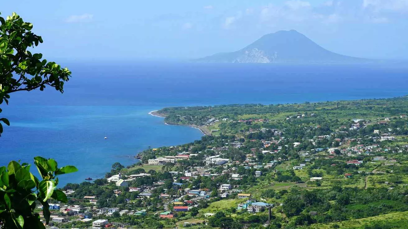 Landscape view of the volcanic island of Saint-Eustache