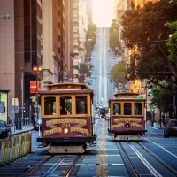 Vista clásica de los históricos teleféricos de San Francisco