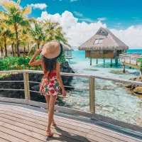 Overwater bungalow villas at the Tahiti resort in Bora Bora Overwater bungalow villas at the Tahiti resort in Bora Bora