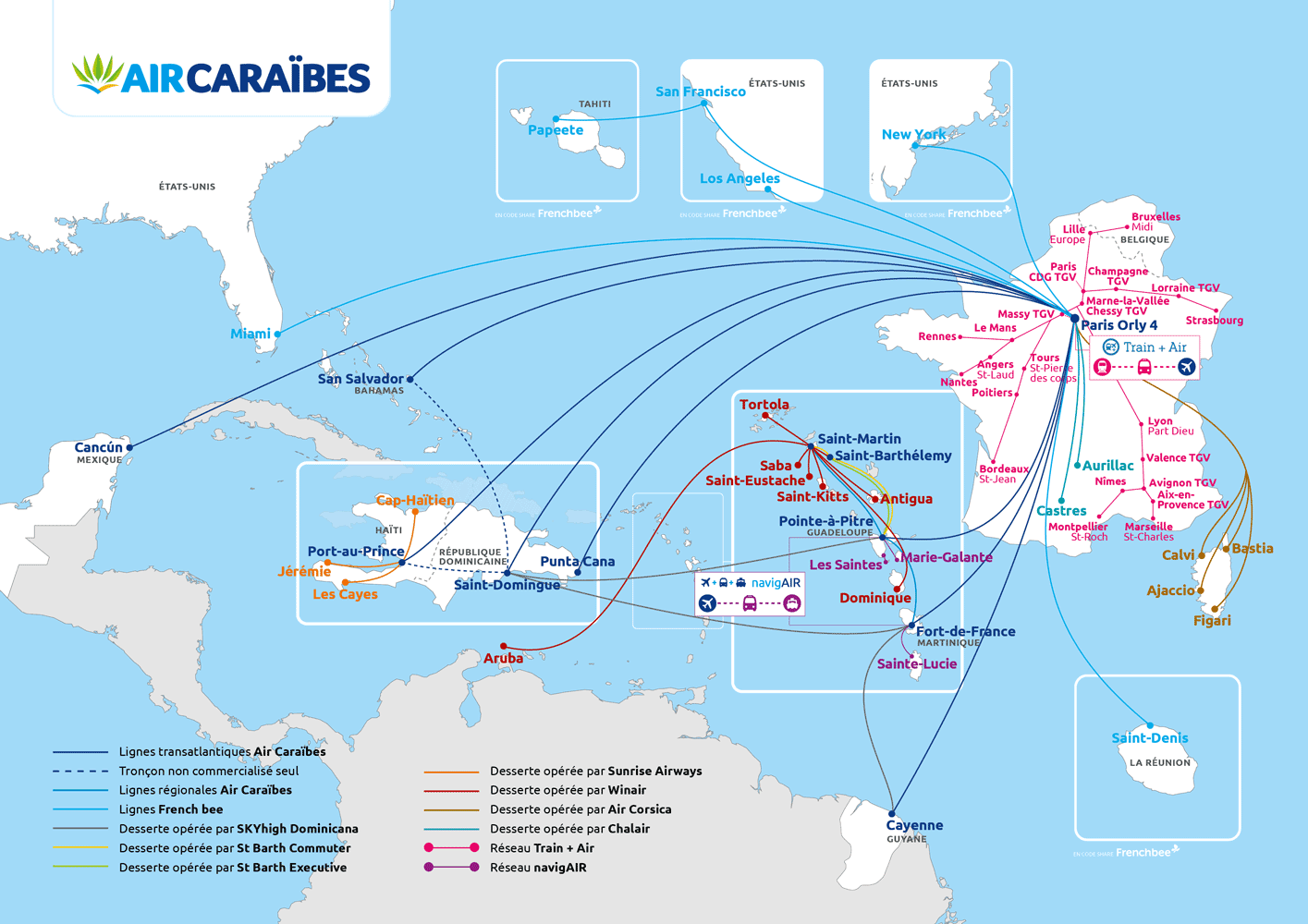 Carte de réseau de toutes les destinations